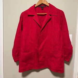 Ellen Tracy Linda Allard Jacket Blazer Red Linen Size 8
